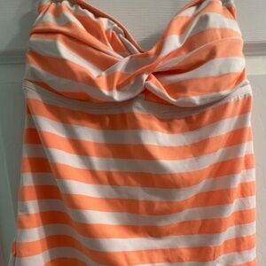 Mossimo Strapless Orange and White Striped Tankini Swim Top